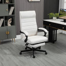 Cream White High-Back Swivel Office Chair with Footrest