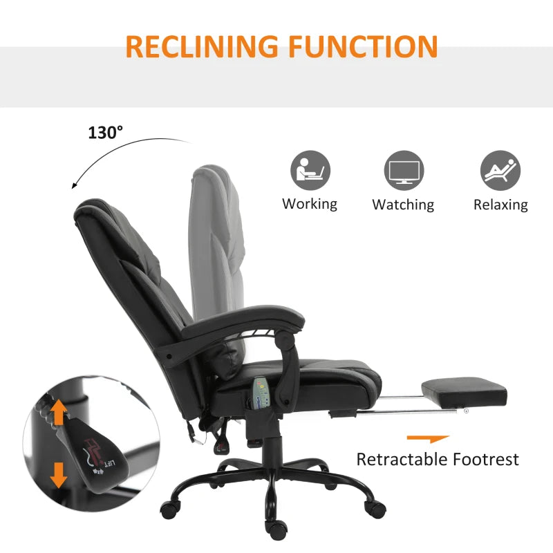 Black PU Leather Massage Office Chair with Footrest