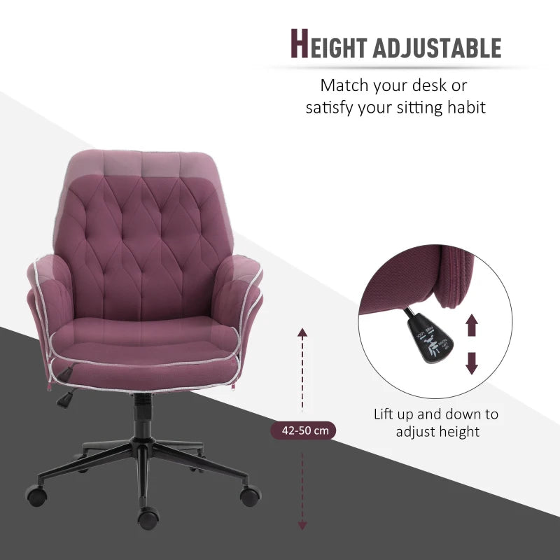 Purple Spandex Office Chair with Adjustable Height and Armrest