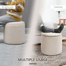 Modern Cream White Fabric Storage Ottomans Set of 2