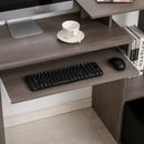 Grey Computer Desk with Sliding Keyboard Tray and Storage Drawer