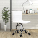 White Mid-Back Swivel Office Chair with Armless Design