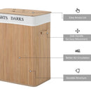 Wooden Laundry Hamper with Lid and Lining, Natural Wood, 100L Capacity
