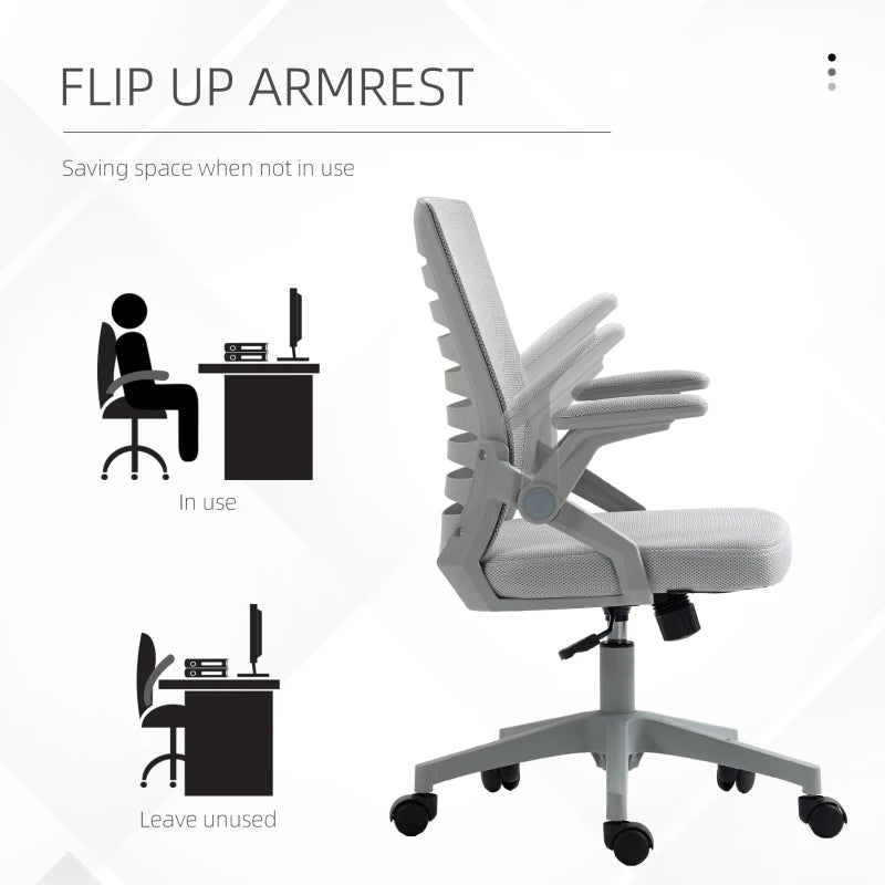 Grey Adjustable Height Mesh Back Work Chair - 44-53.5cm