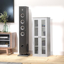 White 4-Tier CD Storage Cabinet - Holds up to 100 CDs, Modern Bookcase with Magnetic Doors