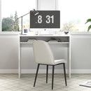 White Modern Home Office Desk with Storage Shelf - 90 x 50cm