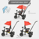 Red 4-in-1 Kids Trike with Adjustable Seat & Canopy