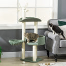 Green Cat Tree Tower with Scratching Post, Hammock & Toy