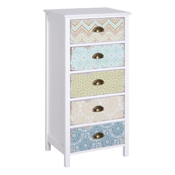 Modern Grey 5-Drawer Side Storage Chest