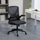 Black Mesh Office Chair with Flip-Up Arms