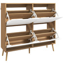 4-Drawer Natural Shoe Storage Cabinet for 16 Pairs