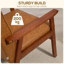 Brown Retro-Style Accent Chair with Faux Leather Seat