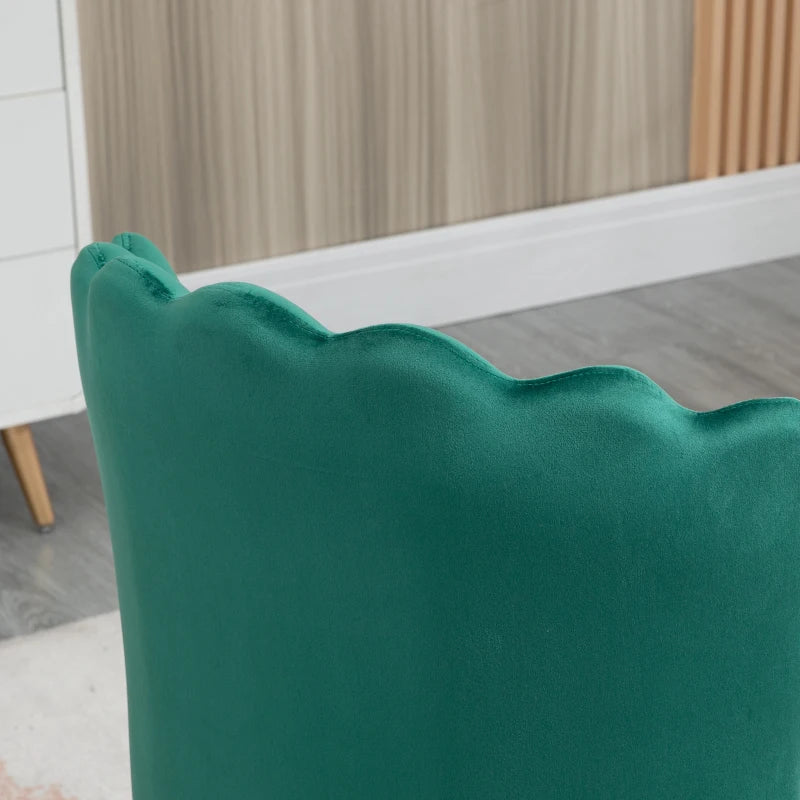 Green Velvet Dining Chairs Set of 2 with Gold Metal Legs