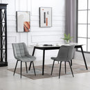 Velvet Upholstered Dining Chairs, Set of 2, Metal Legs, Grey
