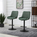 Green Retro Adjustable Bar Stools Set of 2 with Swivel Seat