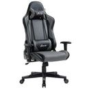 Grey Racing Gaming Chair with Headrest and Lumbar Support