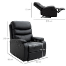 Black PU Leather Reclining Chair with Padded Armrests and Retractable Footrest