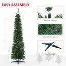 7ft Green Pencil Slim Artificial Christmas Tree with Realistic Branches