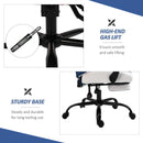 Blue White Gaming Chair with Headrest, Footrest, Wheels - Adjustable Height