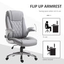 Grey High Back Swivel Office Chair with Flip-up Armrests