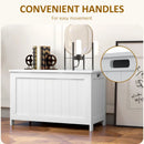 White Wooden Storage Trunk with Safety Hinges, Cut-out Handles - 76 x 40 x 48 cm
