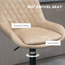 Adjustable Swivel Bar Stools Set of 2, Light Khaki Upholstered Kitchen Chairs