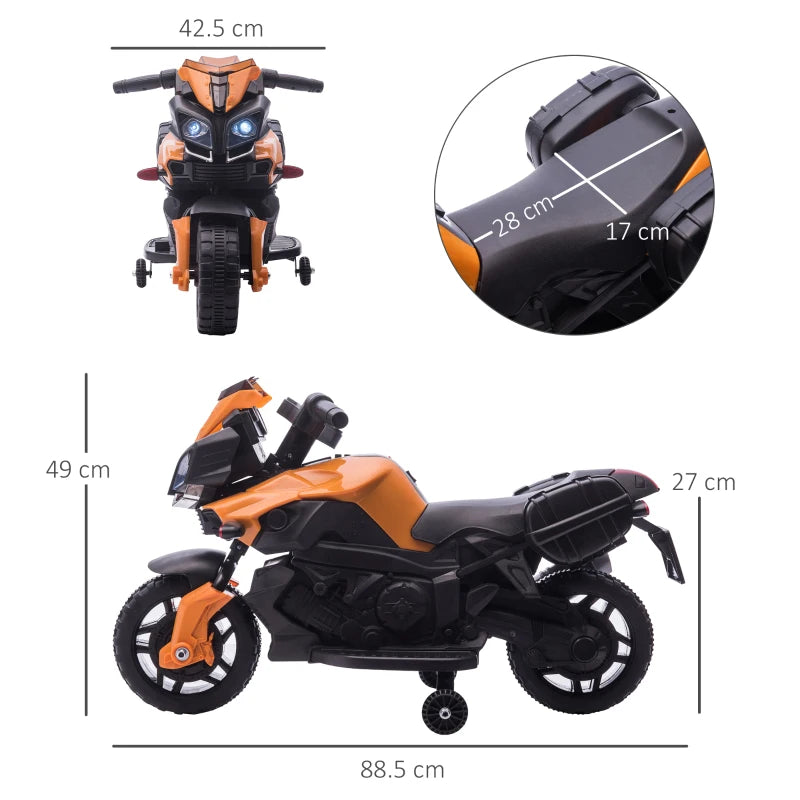 Orange Kids Electric Motorbike 6V Ride-On Motorcycle with Lights and Sounds