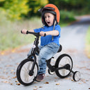 Black Kids Balance Bike with Removable Stabilizers - Ages 2-5