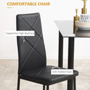 Black 4-Seater Dining Set with Glass Tabletop and Steel Frame