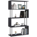 Black S-Shaped 5-Tier Bookcase - Modern Freestanding Storage Shelf (80 x 30 x 145cm)