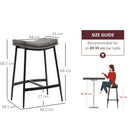 Grey Microfibre Upholstered Bar Stools Set of 2 with Curved Seat and Steel Frame