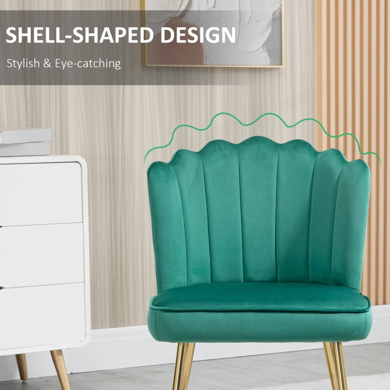 Green Velvet Dining Chairs Set of 2 with Gold Metal Legs
