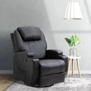 Black Swivel Recliner Armchair with Massage and Drink Holders