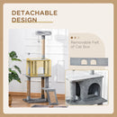 Grey Cat Tree Tower with Jute Scratching Post