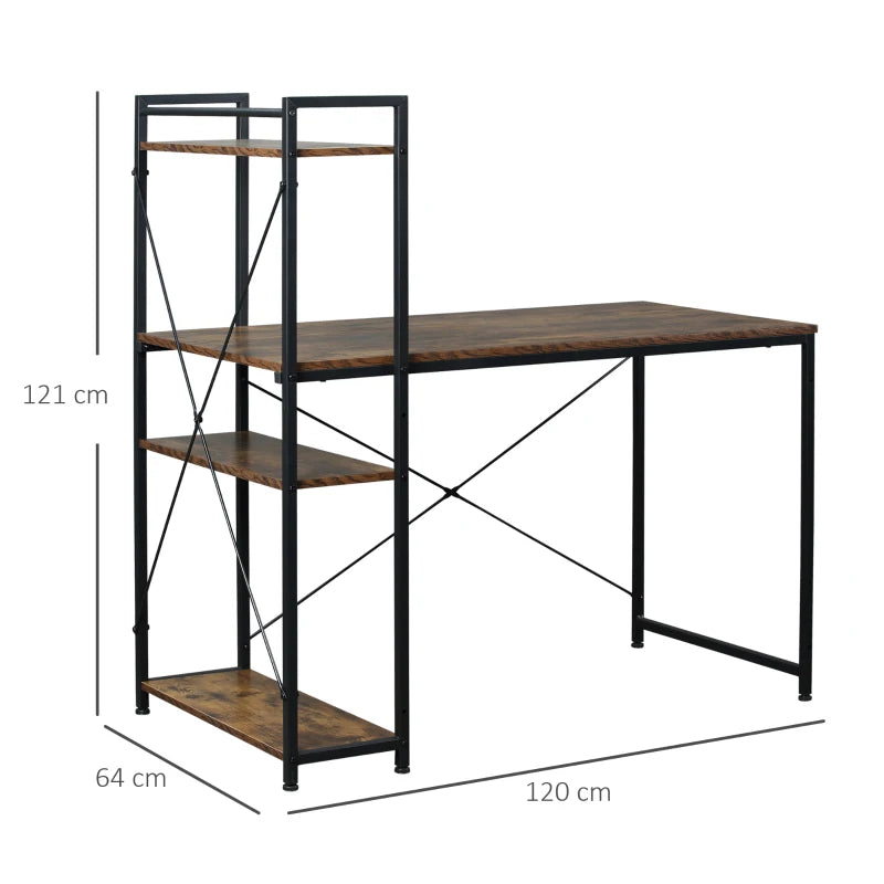 Rustic Brown and Black Reversible Computer Desk with Storage Shelves