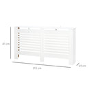 White Modern Radiator Cover with Horizontal Slats, 172 x 19 x 81 cm