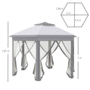 Grey Summer Gazebo With Netting