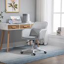 Grey Velvet Office Chair with Massage Lumbar Pillow