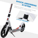 White Foldable Kick Scooter with Shock Absorption for Teens and Adults