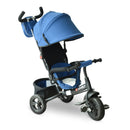 Blue 4-in-1 Kids Tricycle with Parent Handle, Canopy, and Safety Belt