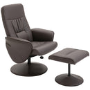 Brown High Back Recliner Chair with Footstool - Executive Lounge Armchair