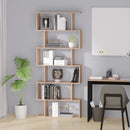 Maple Wood S-Shaped 6-Shelf Room Divider Bookcase