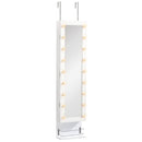 White Wall-Mounted Jewellery Cabinet with Lights and Brush Holder