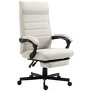 Cream White High-Back Swivel Office Chair with Footrest