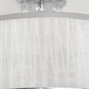 White Fabric Chandelier with Crystal Pendants for Home Decor