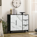 Modern White Marble Sideboard with 2 Doors and 3 Drawers