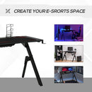 Black Gaming Desk with Game Handle Holder and Cupholder