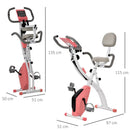 Pink Foldable Recumbent Exercise Bike with 8-Level Magnetic Resistance