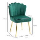 Green Velvet Dining Chairs Set of 2 with Gold Metal Legs