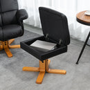 Black Swivel Recliner Armchair with Ottoman and Storage Footstool